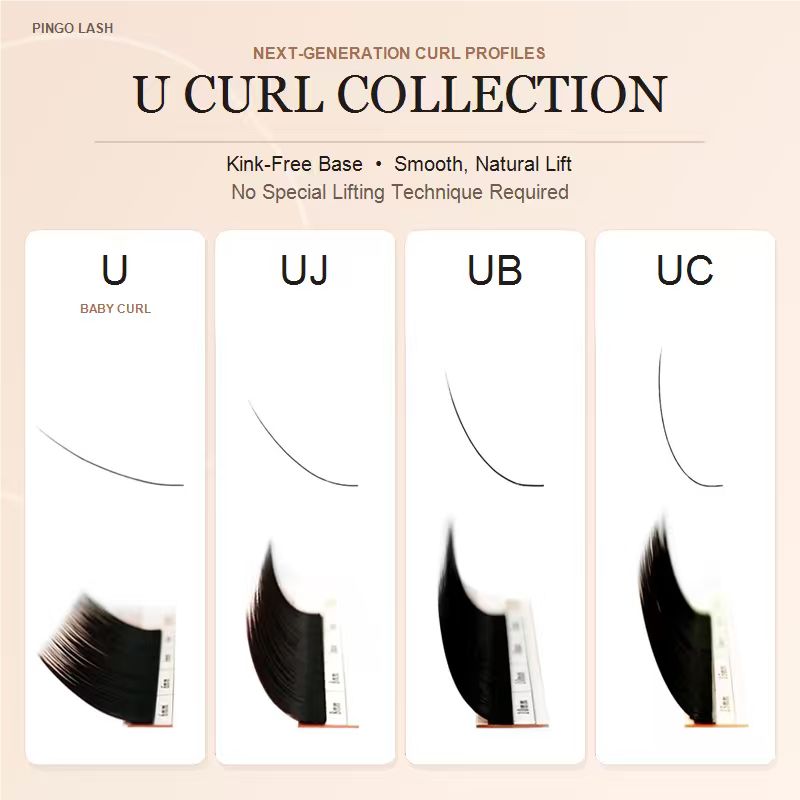 U-Curl Eyelash Extensions – Seamless No Crease Root, Natural Lift Lash 0.06/0.07mm